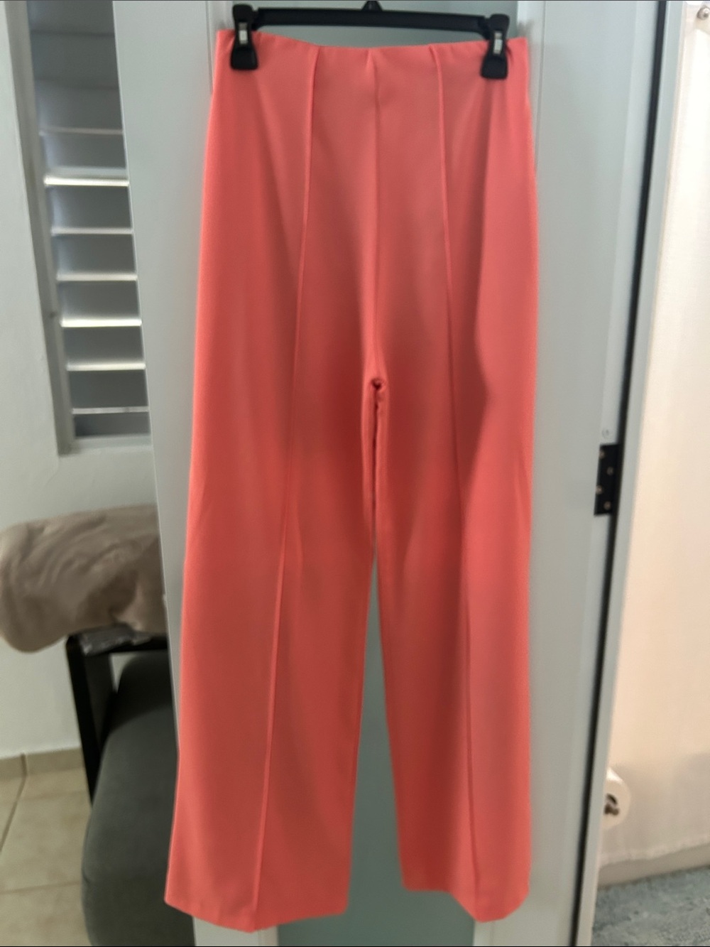 High-Rise Wide-Leg Pants in Coral